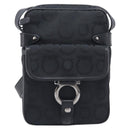 Salvatore Ferragamo Gancini Shoulder Bag Canvas Black Silver Auth ka6611-2