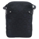 Salvatore Ferragamo Gancini Shoulder Bag Canvas Black Silver Auth ka6611-3