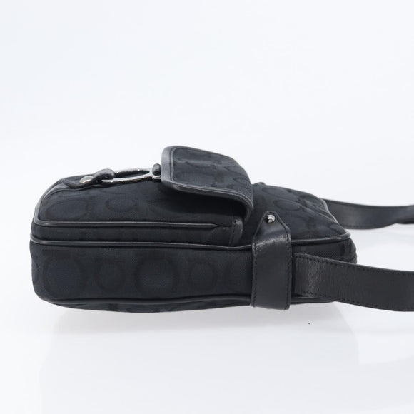 Salvatore Ferragamo Gancini Shoulder Bag Canvas Black Silver Auth ka6611