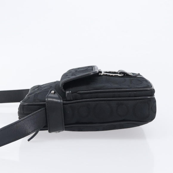 Salvatore Ferragamo Gancini Shoulder Bag Canvas Black Silver Auth ka6611