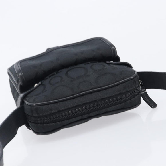 Salvatore Ferragamo Gancini Shoulder Bag Canvas Black Silver Auth ka6611