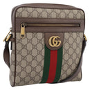 GUCCI GG Supreme Web Sherry Line Shoulder Bag PVC Beige Gold 547926 Auth ka6613V-1