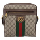 GUCCI GG Supreme Web Sherry Line Shoulder Bag PVC Beige Gold 547926 Auth ka6613V-2