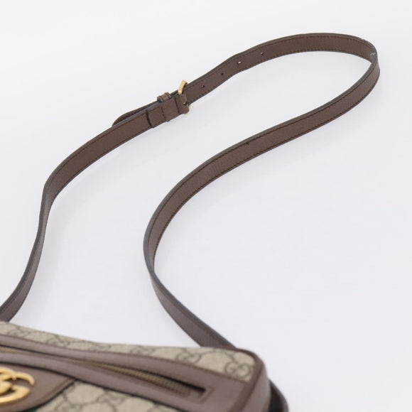 GUCCI GG Supreme Web Sherry Line Shoulder Bag PVC Beige Gold 547926 Auth ka6613V