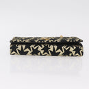 Saint Laurent Wallet On Chain Shoulder Bag Satin Black Gold Auth ka6614V-6