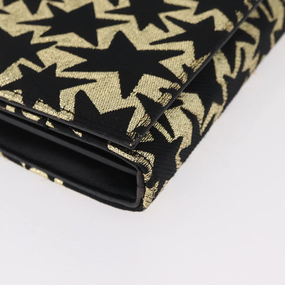 Saint Laurent Wallet On Chain Shoulder Bag Satin Black Gold Auth ka6614V