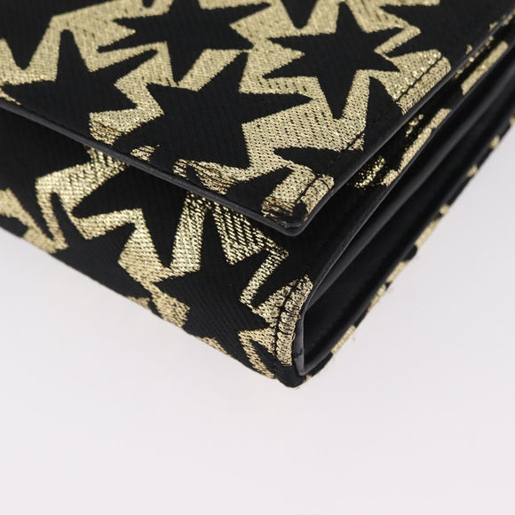 Saint Laurent Wallet On Chain Shoulder Bag Satin Black Gold Auth ka6614V