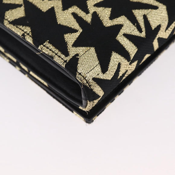 Saint Laurent Wallet On Chain Shoulder Bag Satin Black Gold Auth ka6614V