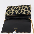 Saint Laurent Wallet On Chain Shoulder Bag Satin Black Gold Auth ka6614V-9