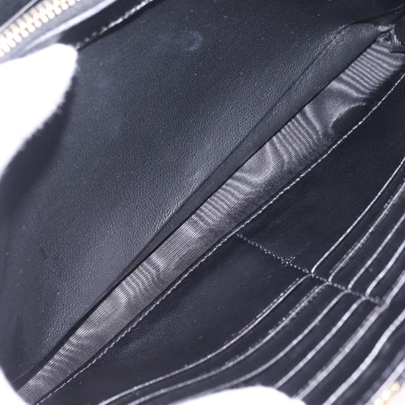 Saint Laurent Wallet On Chain Shoulder Bag Satin Black Gold Auth ka6614V