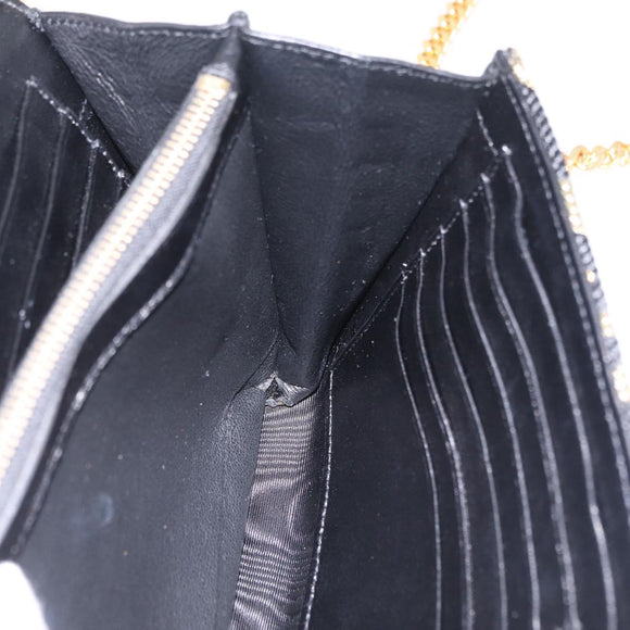 Saint Laurent Wallet On Chain Shoulder Bag Satin Black Gold Auth ka6614V