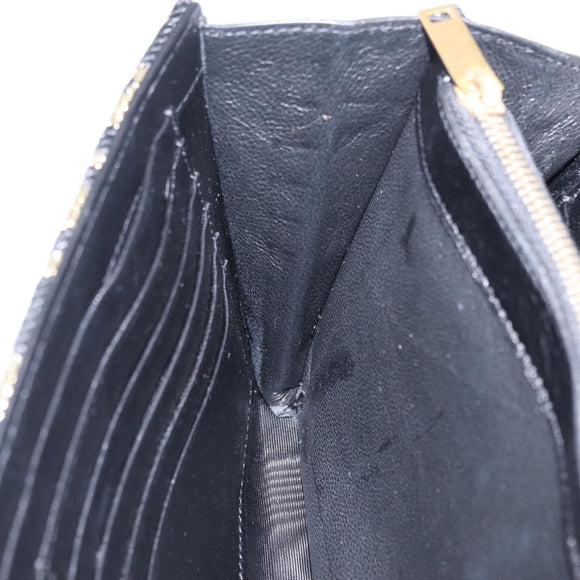 Saint Laurent Wallet On Chain Shoulder Bag Satin Black Gold Auth ka6614V