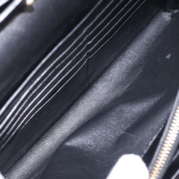 Saint Laurent Wallet On Chain Shoulder Bag Satin Black Gold Auth ka6614V
