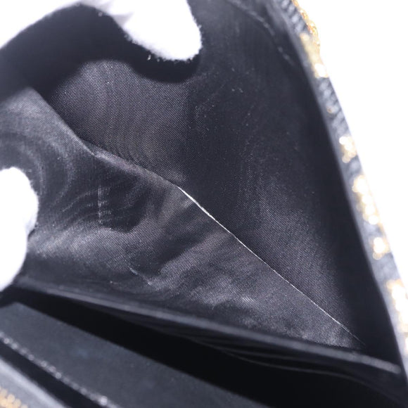 Saint Laurent Wallet On Chain Shoulder Bag Satin Black Gold Auth ka6614V