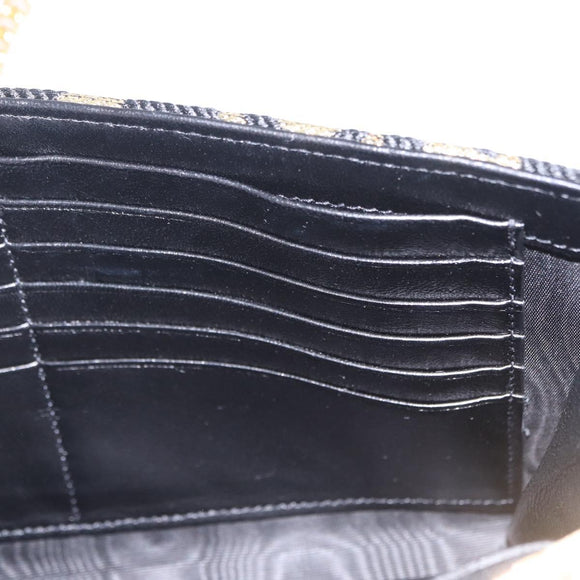 Saint Laurent Wallet On Chain Shoulder Bag Satin Black Gold Auth ka6614V