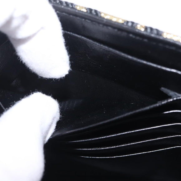Saint Laurent Wallet On Chain Shoulder Bag Satin Black Gold Auth ka6614V