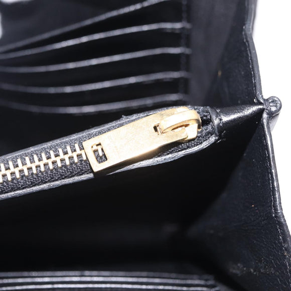 Saint Laurent Wallet On Chain Shoulder Bag Satin Black Gold Auth ka6614V
