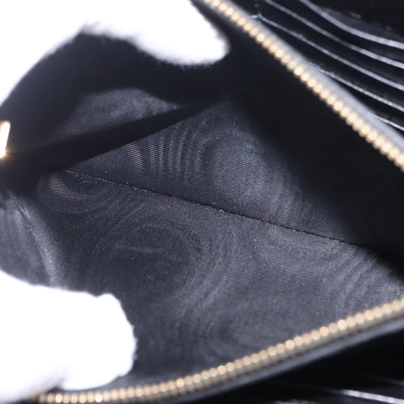 Saint Laurent Wallet On Chain Shoulder Bag Satin Black Gold Auth ka6614V