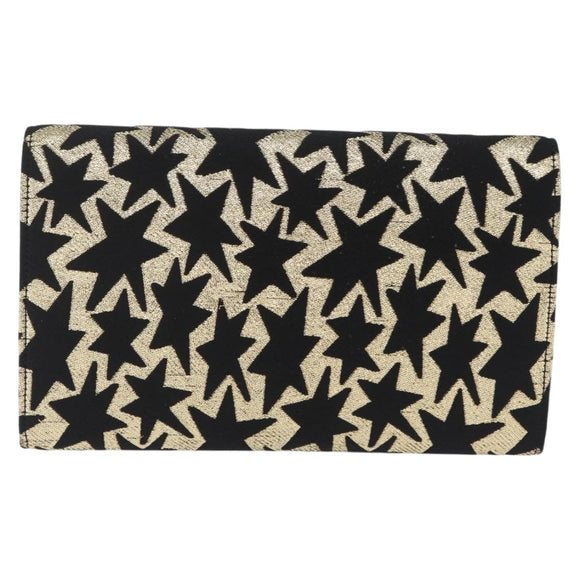 Saint Laurent Wallet On Chain Shoulder Bag Satin Black Gold Auth ka6614V