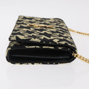 Saint Laurent Wallet On Chain Shoulder Bag Satin Black Gold Auth ka6614V-4