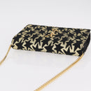 Saint Laurent Wallet On Chain Shoulder Bag Satin Black Gold Auth ka6614V-7
