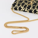 Saint Laurent Wallet On Chain Shoulder Bag Satin Black Gold Auth ka6614V-8