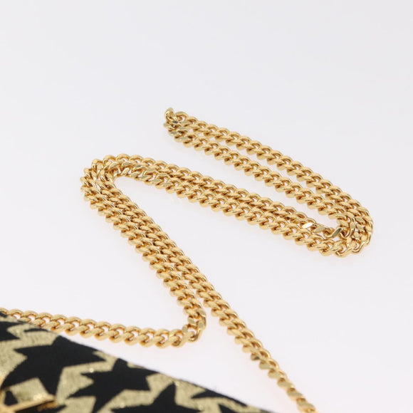 Saint Laurent Wallet On Chain Shoulder Bag Satin Black Gold Auth ka6614V
