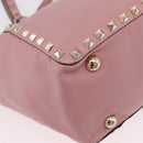 Valentino Rock Studs Hand Bag Leather 2way Pink Gold Auth ka6616A-17