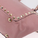 Valentino Rock Studs Hand Bag Leather 2way Pink Gold Auth ka6616A-18