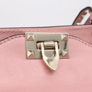 Valentino Rock Studs Hand Bag Leather 2way Pink Gold Auth ka6616A-20