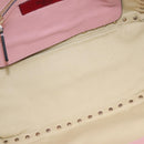Valentino Rock Studs Hand Bag Leather 2way Pink Gold Auth ka6616A-11