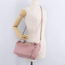 Valentino Rock Studs Hand Bag Leather 2way Pink Gold Auth ka6616A-26