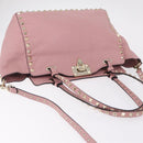 Valentino Rock Studs Hand Bag Leather 2way Pink Gold Auth ka6616A-6