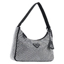 PRADA Crystal Hand Bag Silk Silver Auth ka6617M-1