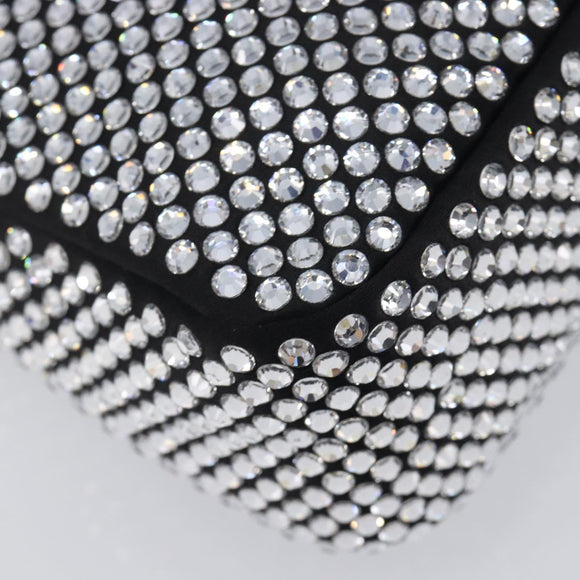 PRADA Crystal Hand Bag Silk Silver Auth ka6617M
