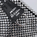 PRADA Crystal Hand Bag Silk Silver Auth ka6617M-15