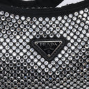 PRADA Crystal Hand Bag Silk Silver Auth ka6617M-16