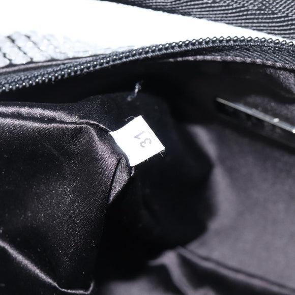 PRADA Crystal Hand Bag Silk Silver Auth ka6617M