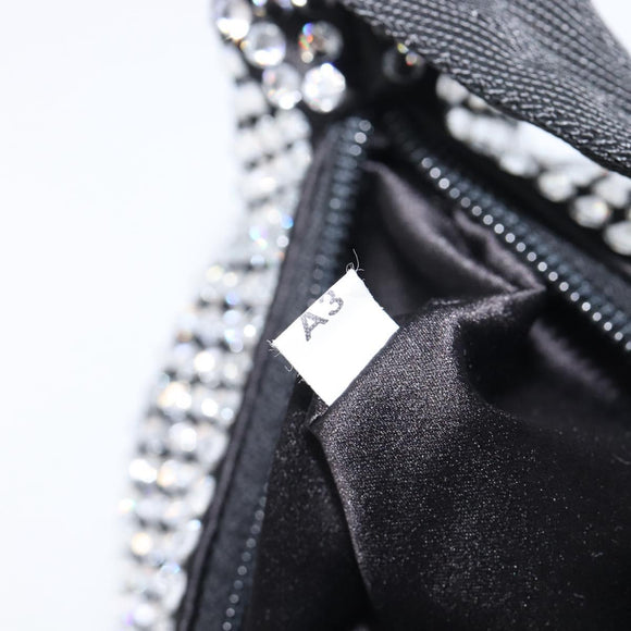 PRADA Crystal Hand Bag Silk Silver Auth ka6617M