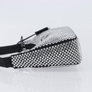 PRADA Crystal Hand Bag Silk Silver Auth ka6617M-5