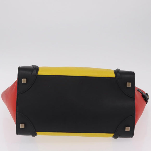 CELINE Luggage Mini Shopper Hand Bag Leather Black Gold Auth ka6618V