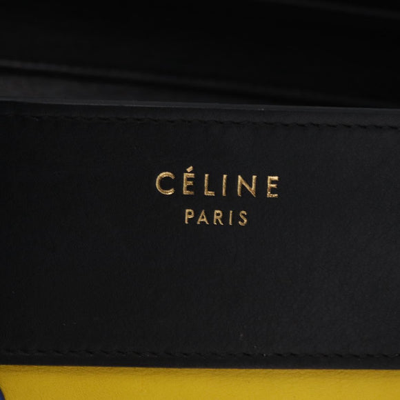 CELINE Luggage Mini Shopper Hand Bag Leather Black Gold Auth ka6618V