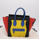 CELINE Luggage Mini Shopper Hand Bag Leather Black Gold Auth ka6618V-12