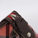 BURBERRY Nova Check Blue Label Tote Bag Canvas Red Silver Auth ka6619-14