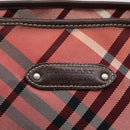 BURBERRY Nova Check Blue Label Tote Bag Canvas Red Silver Auth ka6619-15