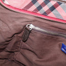 BURBERRY Nova Check Blue Label Tote Bag Canvas Red Silver Auth ka6619-20