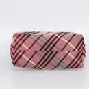 BURBERRY Nova Check Blue Label Tote Bag Canvas Red Silver Auth ka6619-9