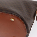 CELINE Macadam Canvas Hand Bag PVC Leather 2way Brown Gold Auth ka662-16