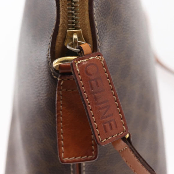 CELINE Macadam Canvas Hand Bag PVC Leather 2way Brown Gold Auth ka662