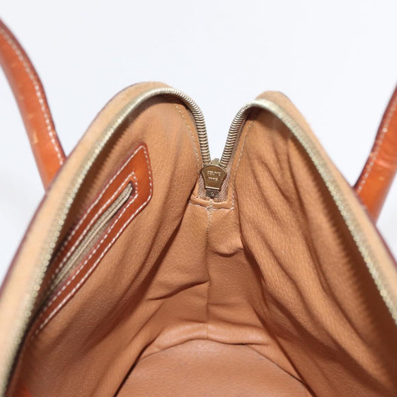 CELINE Macadam Canvas Hand Bag PVC Leather 2way Brown Gold Auth ka662